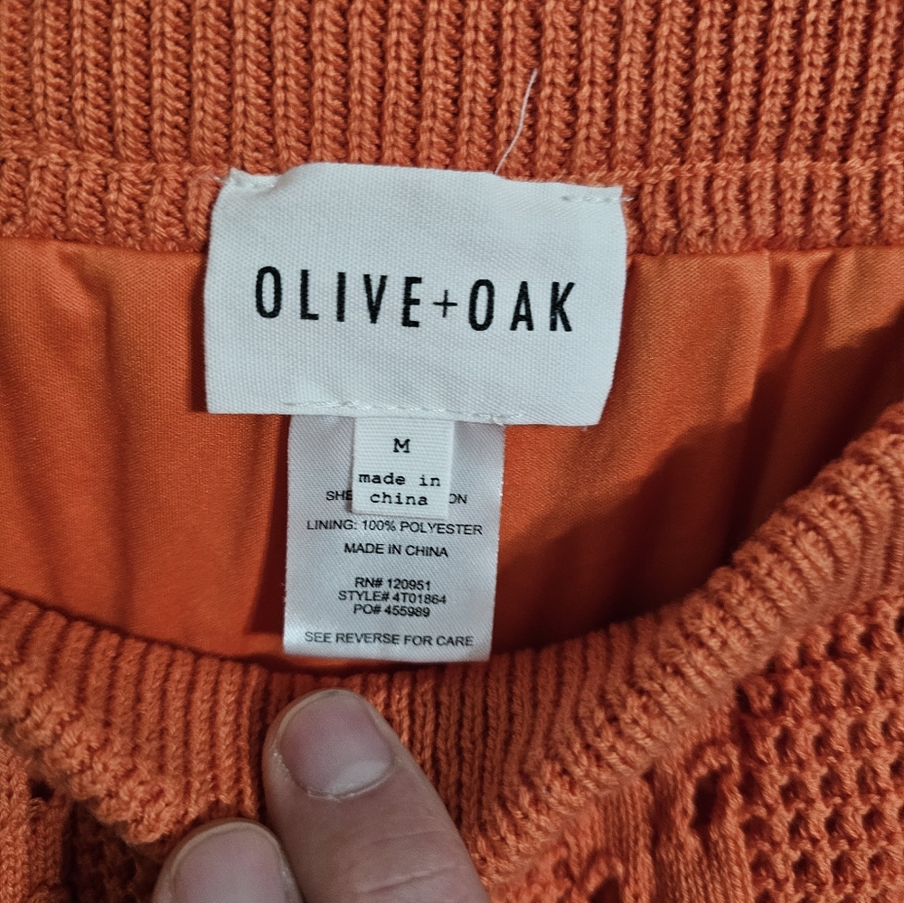Olive & Oak Women’s M Crochet Knit Orange Maxi Skirt Boho Coastal Festival - Picture 4 of 7